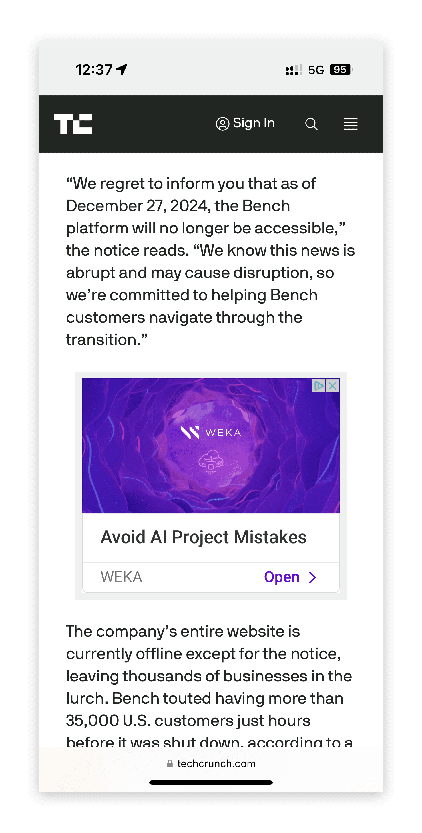 The same web page cluttered with ads before All Block